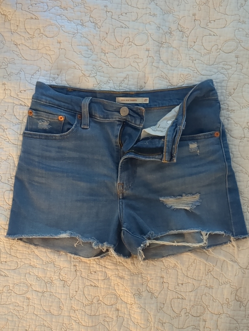Levi's Blue Distressed Denim Cutoff Shorts